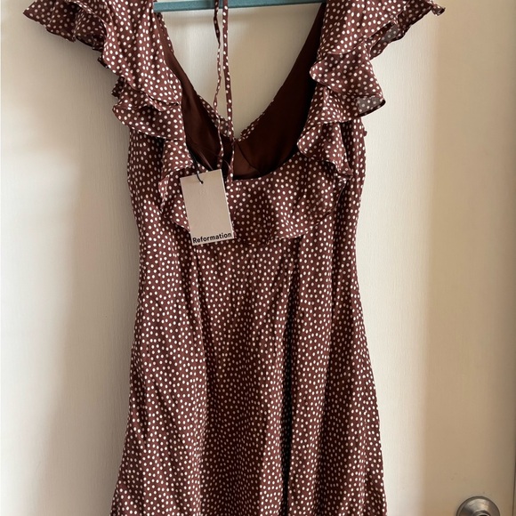Reformation Brown Polka Dot Mini Dress - Picture 5 of 5